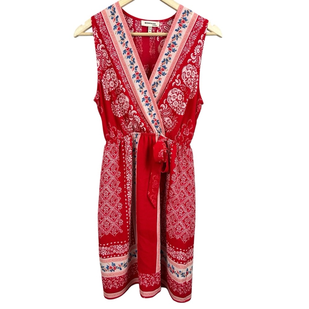 Monteau Floral Paisley Print Boho Midi Dress Size Medium
